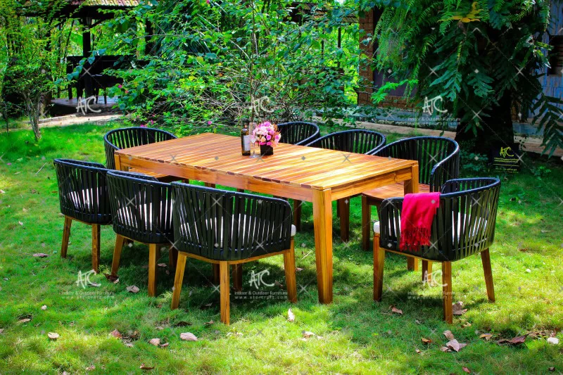 Bộ Bàn Ăn 8 Ghế Khung Gỗ Teak RADS-129 1 Vẻ đẹp hoàn hảo của bộ bàn ăn 8 ghế khung gỗ teak