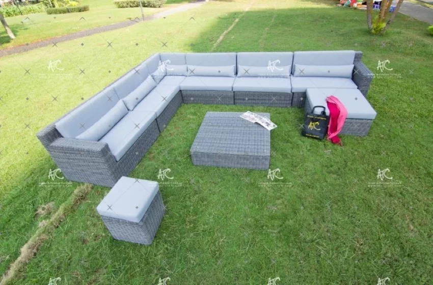 Bộ Sofa Góc Mây Nhựa Đại Gia Đình RASF-033-2 1 Tổng thể bộ sofa góc mây nhựa đại gia đình