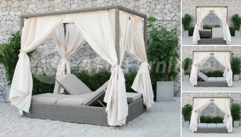 Giường tắm nắng đôi có rèm che