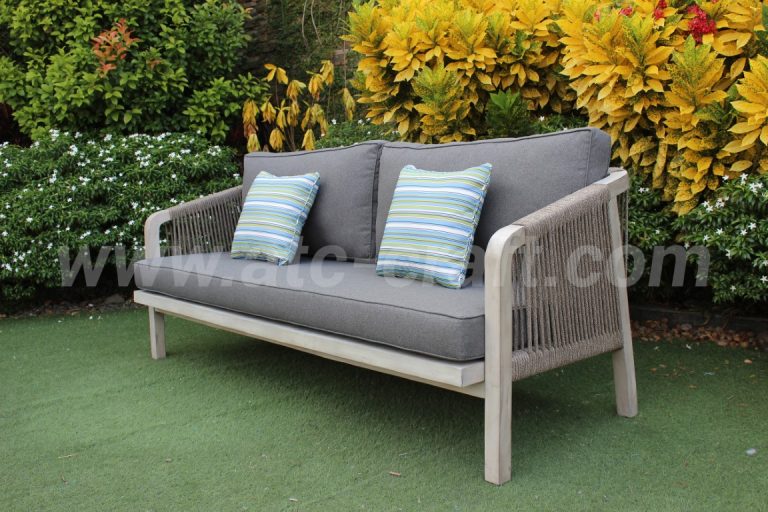 Bộ Sofa Dây Dù Kết Hợp Gỗ Ngoài Trời Độc Đáo Ghế Sofa Ba RASF-182