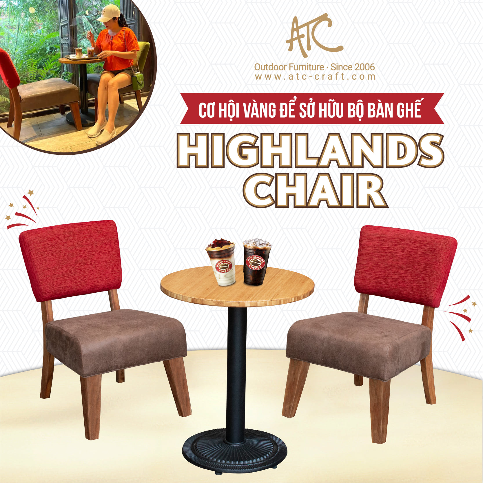 cơ hội vàng sở hữu bộ bàn ghế cafe Highlands Chair cùng ATC Furniture