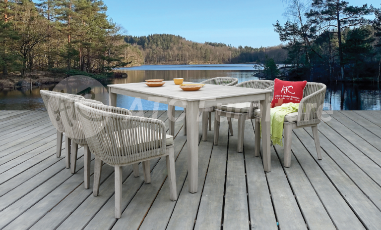 2022 tiêu điểm nội thất bộ bàn ăn gỗ ngoài trời 6 ghế