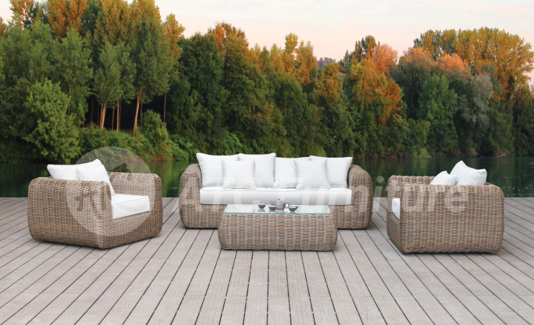 2022 tiêu điểm nội thất bộ sofa 3-1-1 mây nhựa ngoài trời