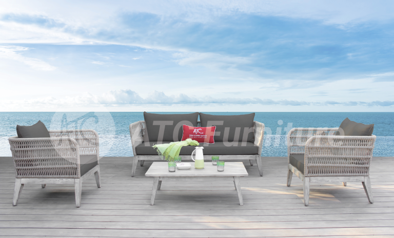 2022 xu hướng nội thất bộ bàn ghế phòng khách gỗ kết hợp dây đan