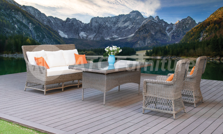 2022 tiêu điểm nội thất bộ bàn ghế tiếp khách mây nhựa ngoài trời