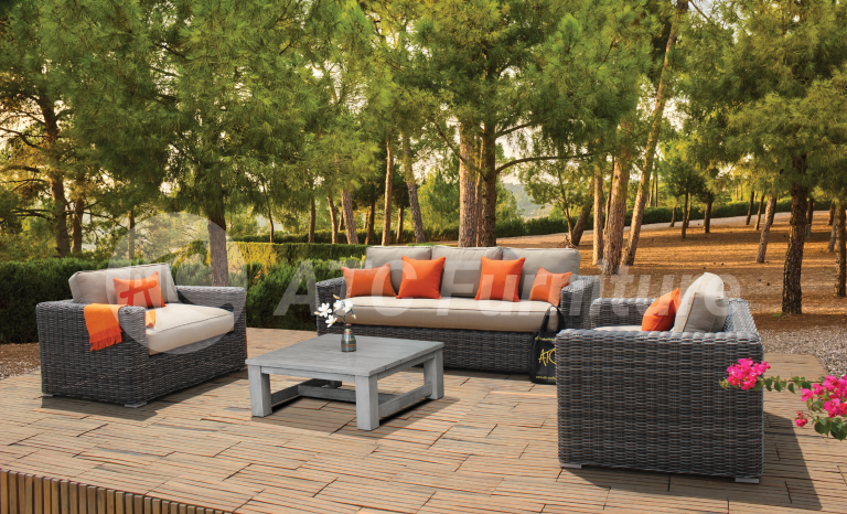 2022 tiêu điểm nội thất bộ sofa bàn gỗ ngoài trời 2 ghế đơn