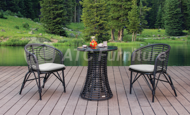 2022 xu hướng nội thất bộ ghế cafe giả tre ngoài trời