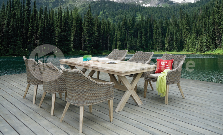 2022 xu hướng nội thất bộ bàn ăn gỗ chân chữ x 6 ghế