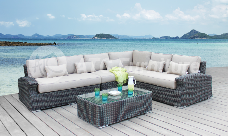 2022 xu hướng nội thất bộ sofa góc sân vườn mây nhựa