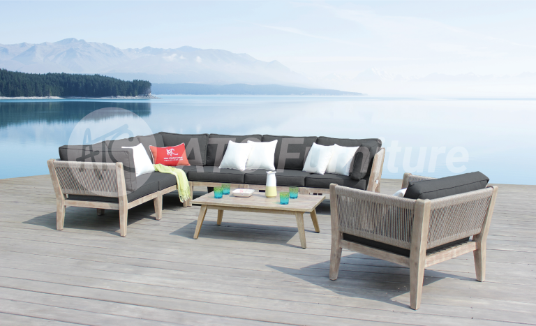 2022 xu hướng nội thất bộ sofa góc dây dù sân vườn