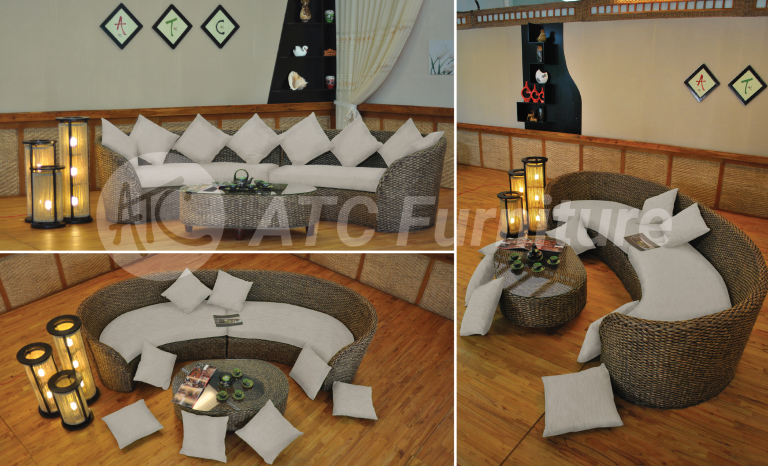 2022 xu hướng nội thất bộ sofa bán nguyệt lục bình