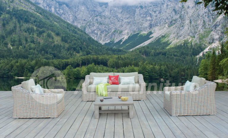 2022 xu hướng nội thất bộ sofa giả mây 3-1-1 ngoài trời