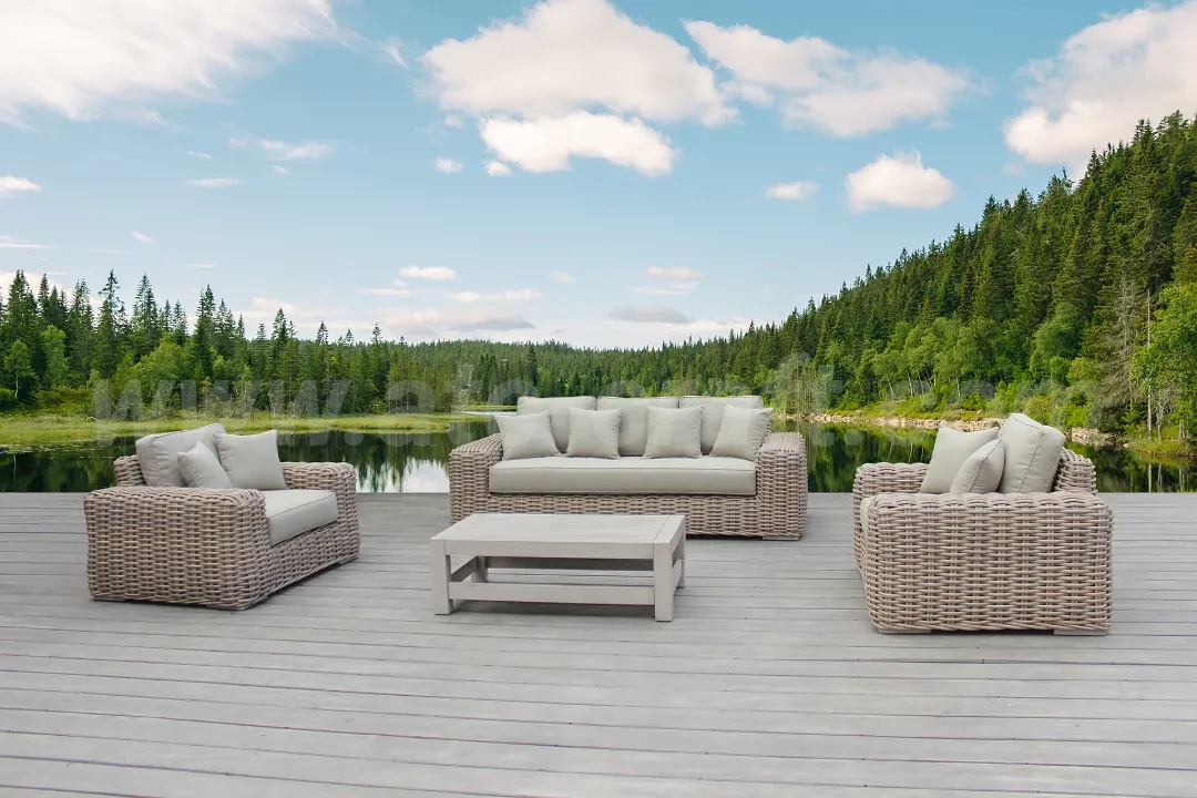 Sofa mây nhựa 3-1-1 với thiết kế tiêu chuẩn