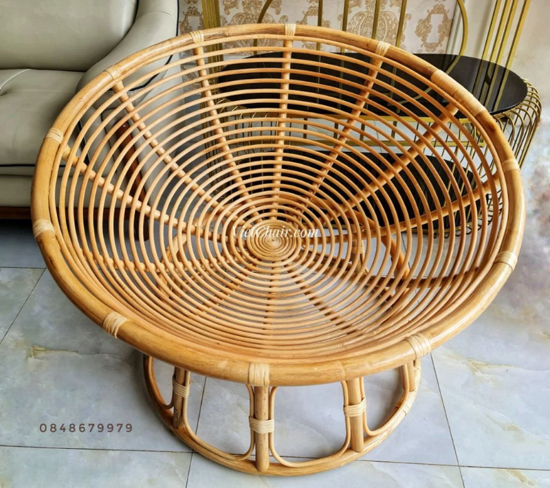 Phần khung ghế Papasan được thiết kế theo kiểu võng tròn