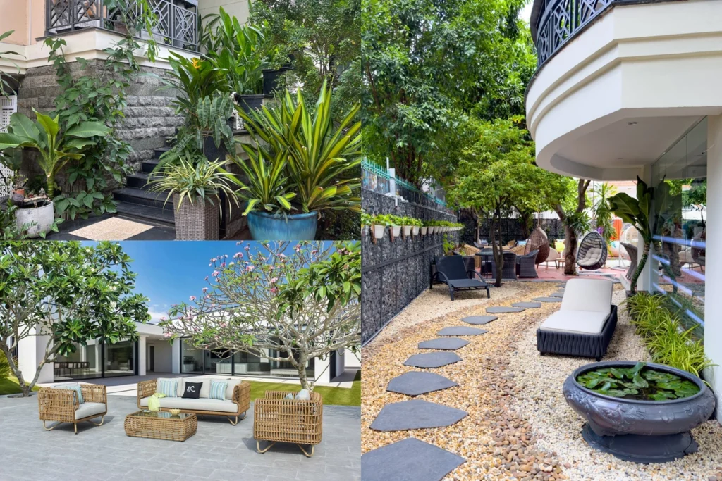 Top 7 loại đá lát nền sân vườn siêu bền đẹp theo thời gian 10 Đá lát nền sân vườn với phong cách màu trung tính, làm nổi bật các sản phẩm ngoại thất của bạn
