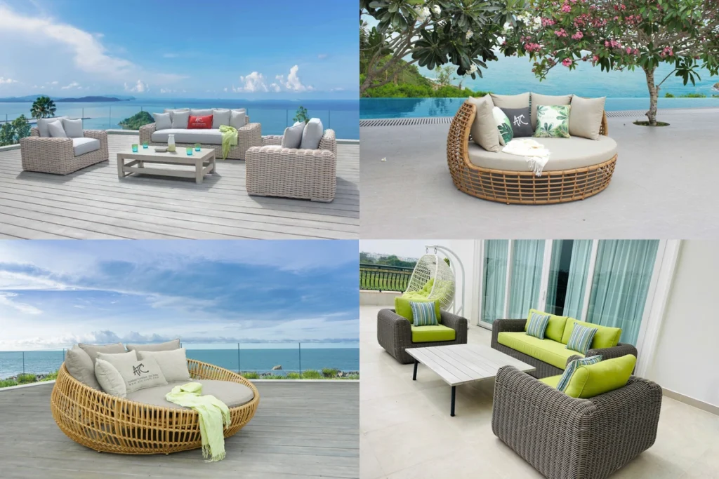 10+ ý tưởng biến sân thượng đẹp tuyệt thiên đường nghỉ dưỡng 1 Bộ sofa trắng, sofa đen, giường tắm nắng trên sân thượng