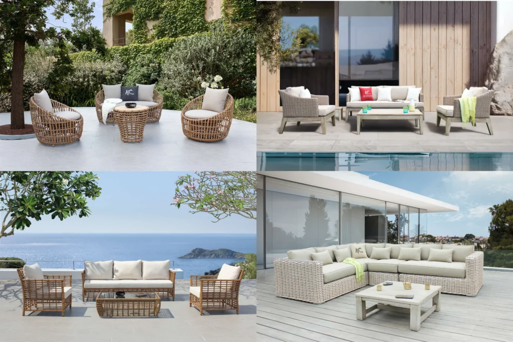 HDPE là gì? Vì sao HDPE được sử dụng rộng rãi trong sản xuất 5 Các bộ sofa ngoài trời sử dụng sợi HDPE đan tay, bố trí trong nhiều không gian sân vườn và khu nghỉ dưỡng.