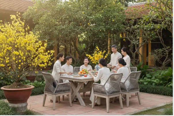 Khoảnh khắc gia đình sum vầy trong ngày đầu năm mới 