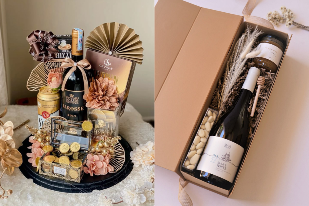 Hộp quà Tết rượu vang cao cấp thiết kế sang trọng, thích hợp biếu Tết