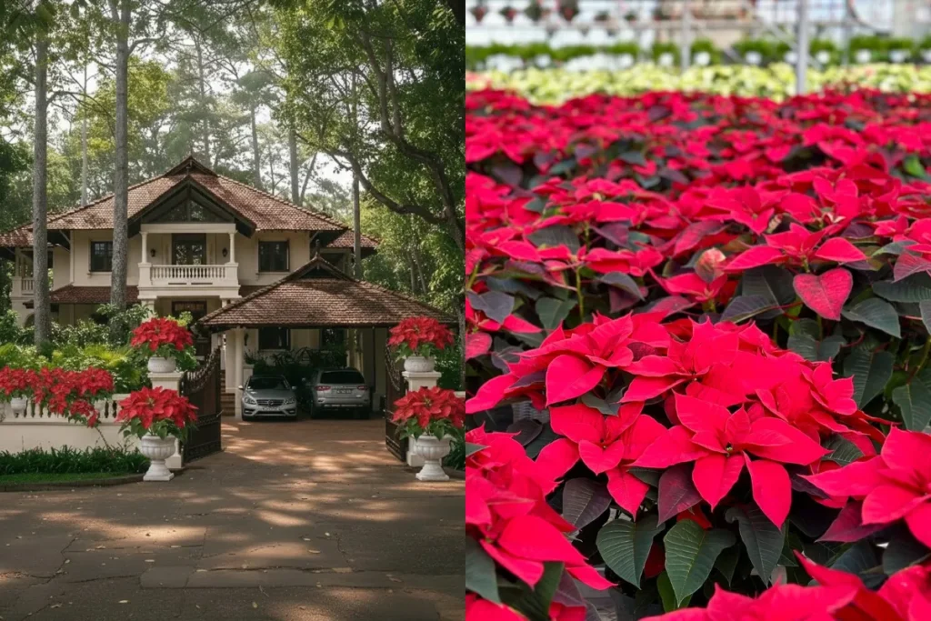 Top 10+ Cây Trang Trí Bồn Hoa Trước Nhà Đẹp, Dễ Chăm Và Hút Tài Lộc 13 Cận cảnh cây trạng nguyên với lá đỏ tươi trồng thành luống lớn trong khu vườn