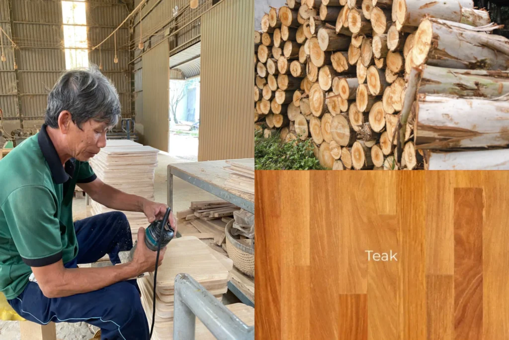 Quy trình sản xuất bàn gỗ ngoài trời từ gỗ teak tại nhà máy ATC Furniture.