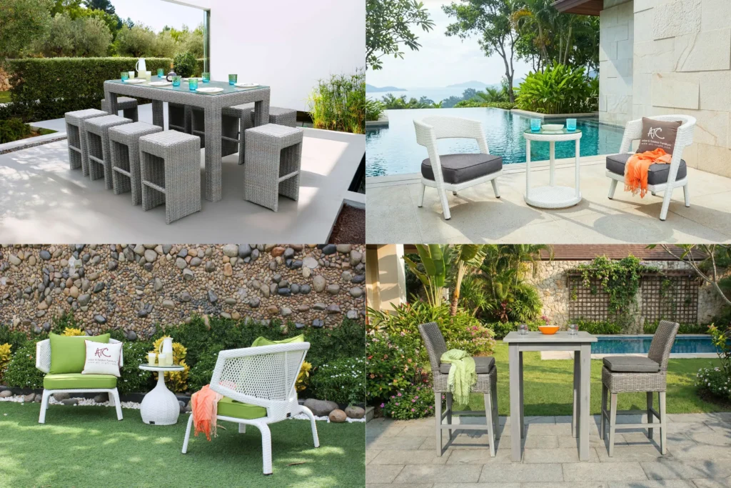 Bộ bàn ghế bar nhựa giả mây ngoài trời tại ATC Furniture.