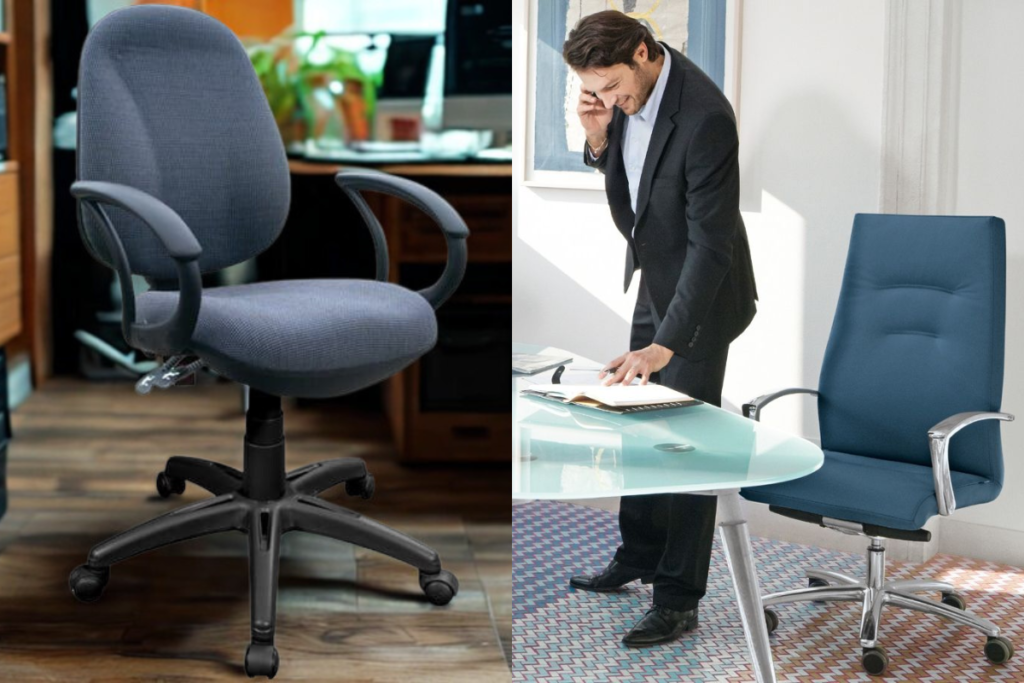 Ghế tựa lưng nỉ xoay cho nhân viên văn phòng giá rẻ với chân nhựa linh hoạt
