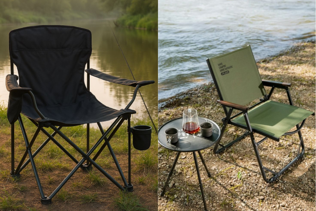 Ghế camping tựa lưng đa năng có thể gấp gọn và điều chỉnh góc ngả ngoài trời
