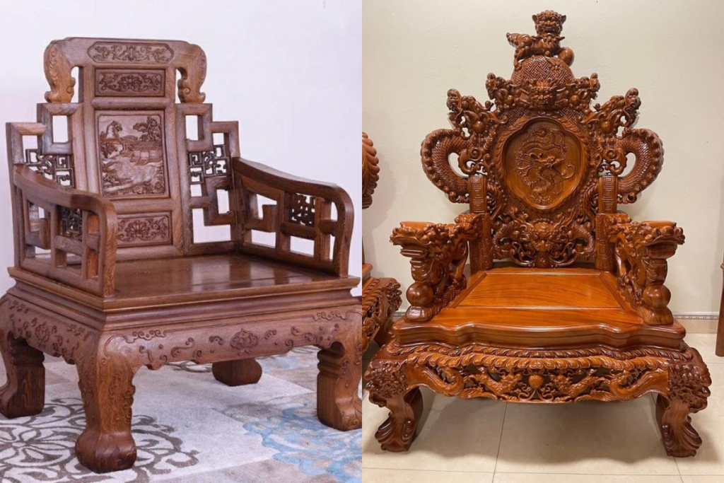 Ghế tựa lưng gỗ cổ điển chạm khắc tinh xảo phong cách truyền thống sang trọng
