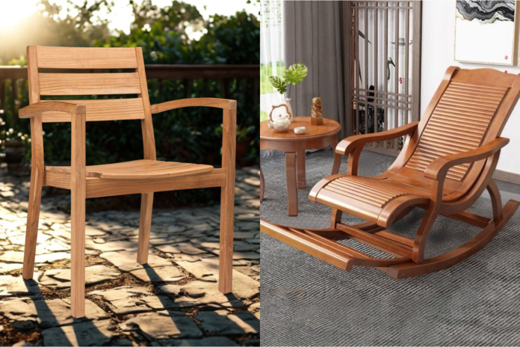 Ghế tựa lưng gia đình bằng gỗ tự nhiên thiết kế ấm cúng cho phòng khách và khu thư giãn
