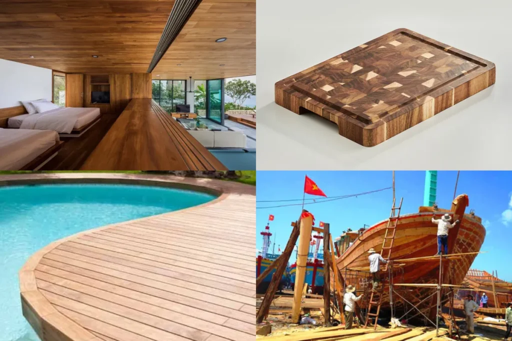 Ứng dụng gỗ teak trong không gian sống trong nhà ngoài trời nhà bếp và đóng tàu
